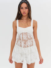 Sonnet Lace Babydoll Set — White