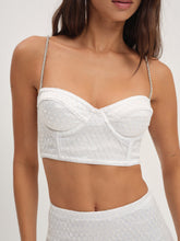 Glitter Grid Bustier Top — White