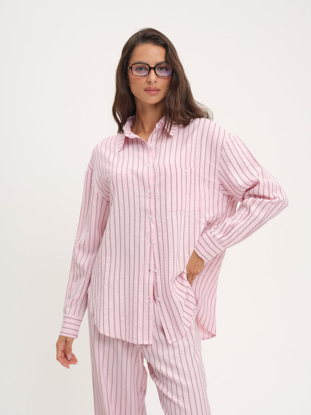 Mindy Button-Down Shirt — Pink