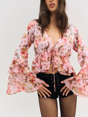 Fallen Floral Top — Pink