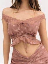 Colette Satin Burnout Top — Mahogany