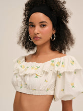 Lemon Spritz Crop Top — White