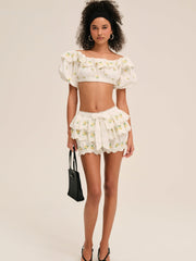 Lemon Spritz Crop Top — White