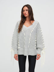 Liberty V Neck Sweater — Grey