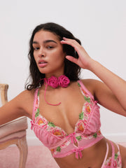 Needle Point Roses Bustier — Pink