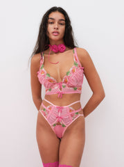 Needle Point Roses Bustier — Pink