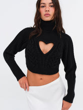 Vera Cropped Cut Out Sweater — Black