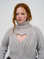 Vera Cropped Cut Out Sweater — Grey