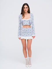 Amalia Knit Crop Top — Blue