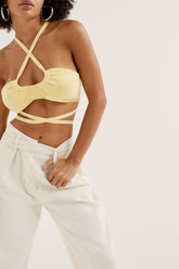Jourdin Tie Crop Top — Yellow