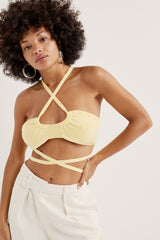 Jourdin Tie Crop Top — Yellow