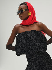 Midnight Velvet Bubble Top — Black