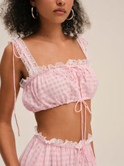 Ginny Gingham Crop Top — Pink