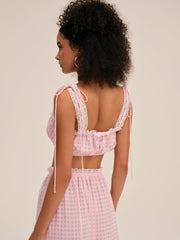 Ginny Gingham Crop Top — Pink