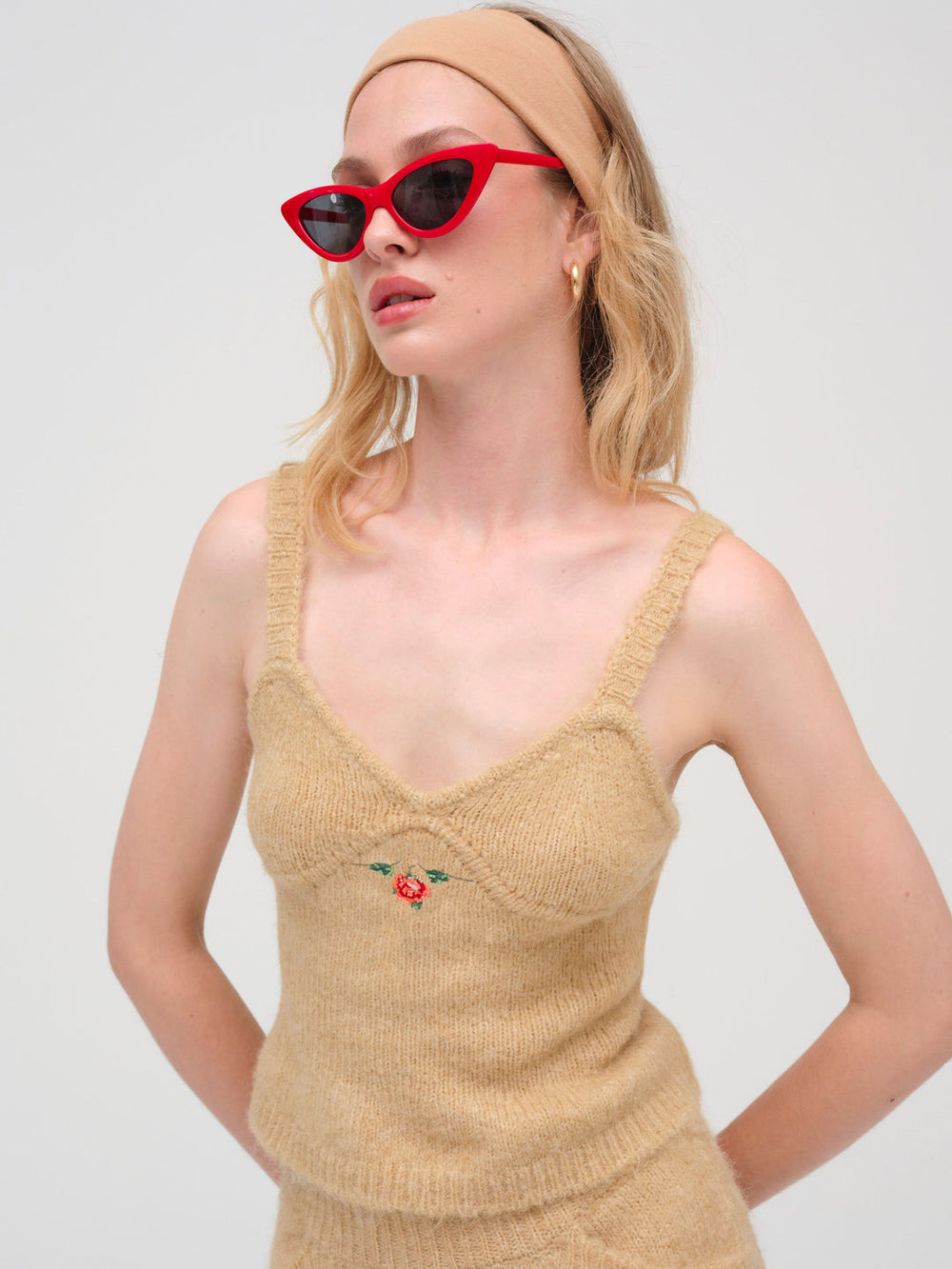 Grans Beaded Knit Tank — Tan