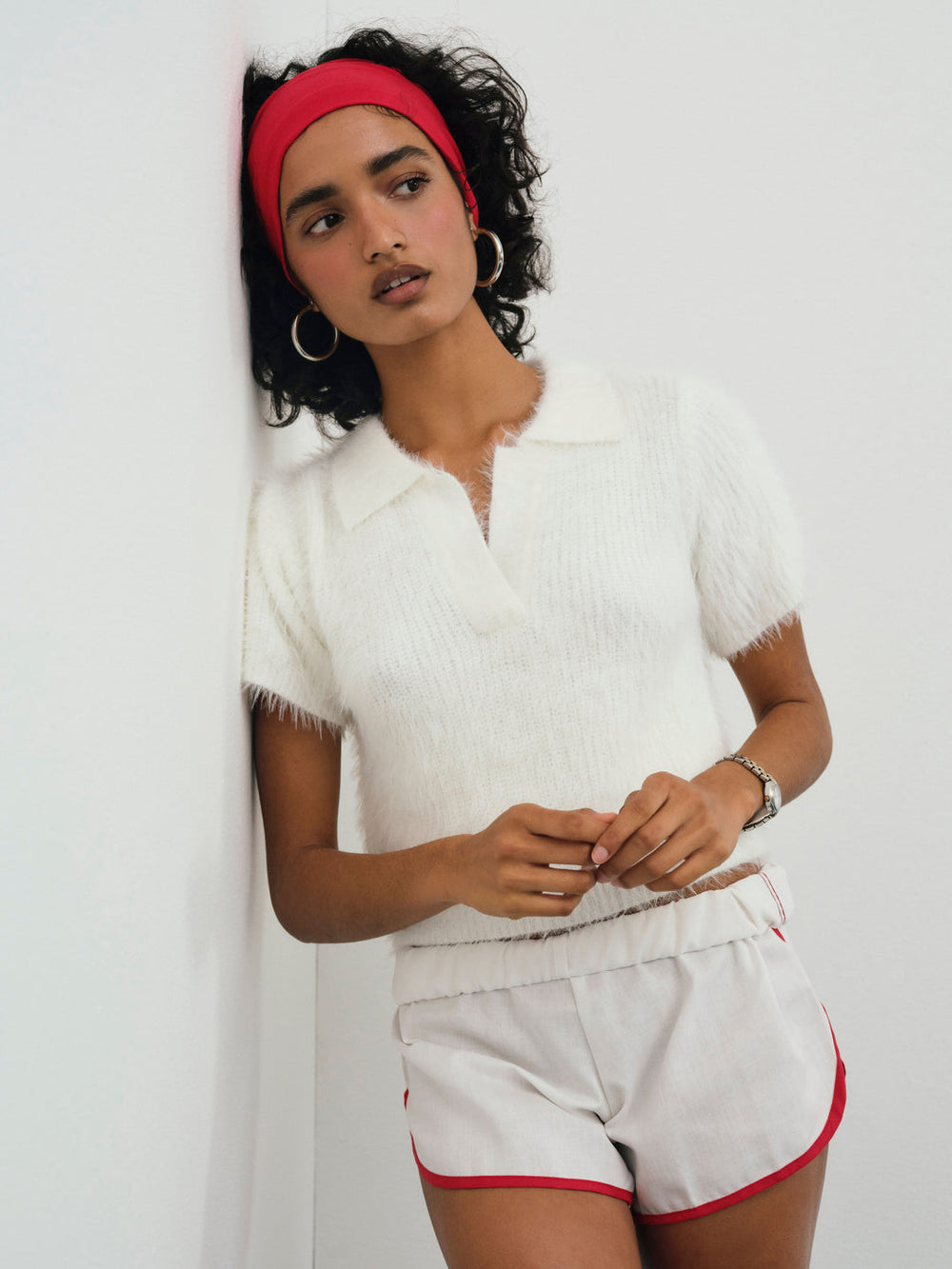 Fuzzy Knit Top — White