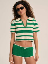 Crochet Rugby Polo Top — Green