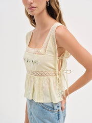 Jolene Embroidered Top — Yellow
