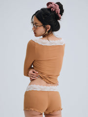 Eisley Ribbed Knit Top — Brown