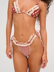 Dolly Dot Triangle Bikini Top — Red