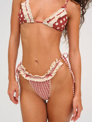Gingham Bikini Bottom — Red