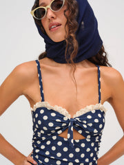 Denim Dot One Piece Swimsuit — Blue