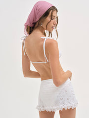 Nakia Swim Skort — White Eyelet