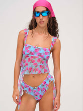 Floral Stems Ruffle Tankini — Blue