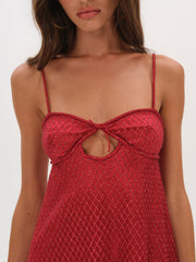 Glitter Slip Dress — Red