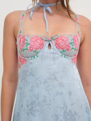 Vintage Rose Eyelet Slip — Blue