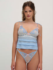 Dainty Doily Thong Panty — Blue