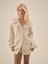 Bow Intarsia Knit Sweater — White