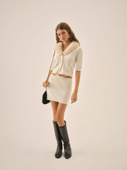 Maura Knit Mini Skirt — Cream