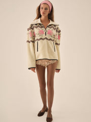 Posey Sherpa Pullover — White