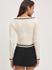 Greta Long Sleeve Knit Top — Cream