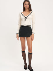 Greta Long Sleeve Knit Top — Cream