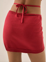 Maura Knit Mini Skirt — Red