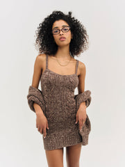 Nathalie Knit Mini Dress — Brown