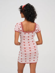 Candy Heart Knit Mini Dress — Cream