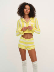 Sleepy Stripe Hoodie — Yellow