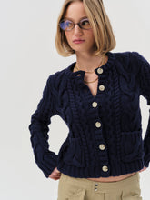 Emily Cable Knit Cardigan — Navy