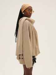 Solana Cardigan with Scarf — Tan