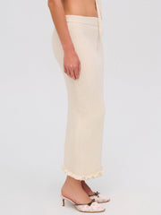 Rey Knit Midi Skirt — Cream