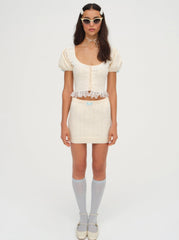 Daniela Knit Mini Skirt — Cream