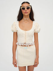 Daniela Knit Mini Skirt — Cream