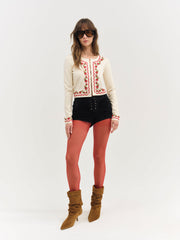 Rose Waltz Scalloped Knit Cardigan — Cream