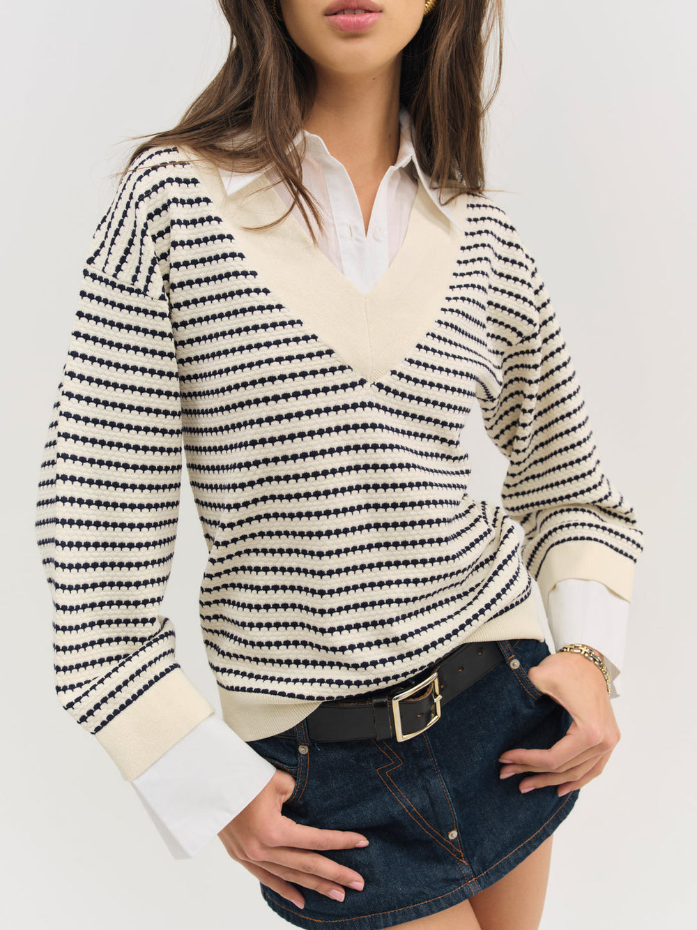 Regatta Stripe Knit Sweater — Cream