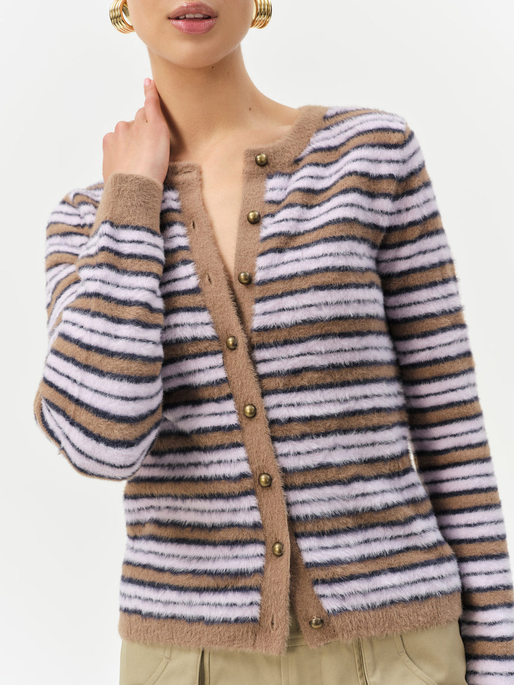 Nora Striped Cardigan — Blue