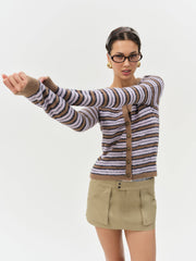 Nora Striped Cardigan — Blue