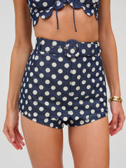 Dolly Denim Dot Skort — Indigo
